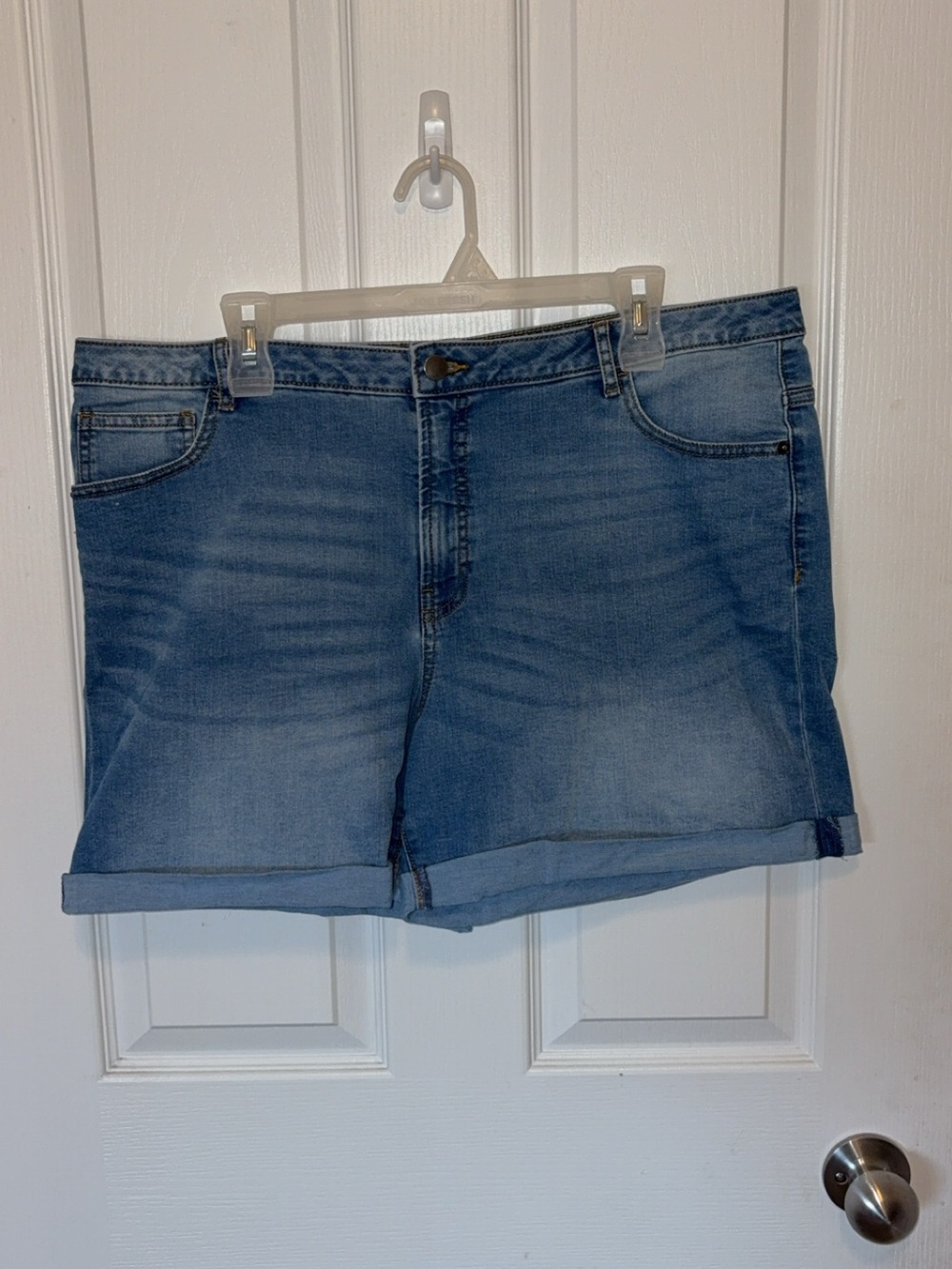 Light Blue Roll-Cuff Denim Shorts
